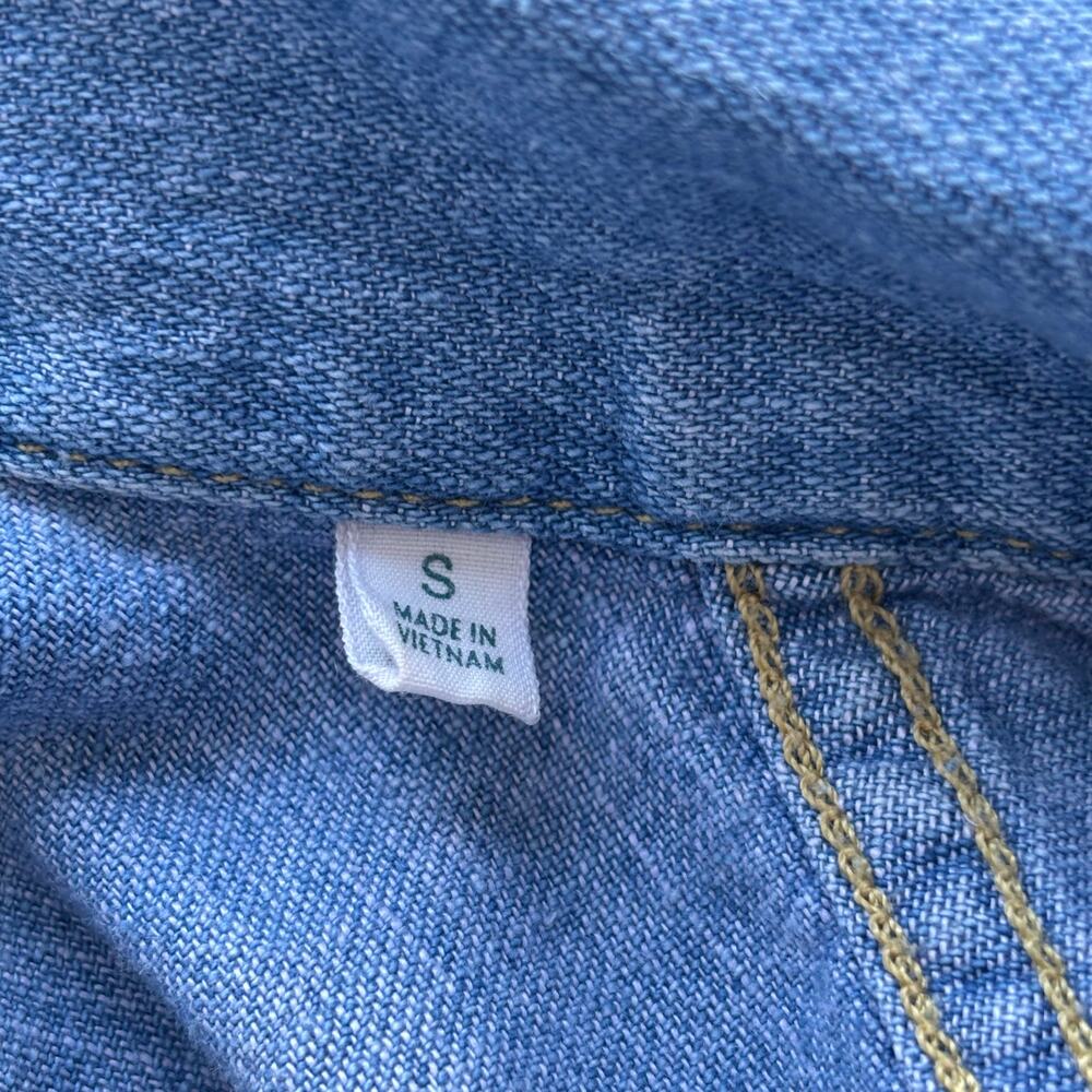 Faherty Linen Denim Oceanview Blouse Sz S - Picture 9 of 9